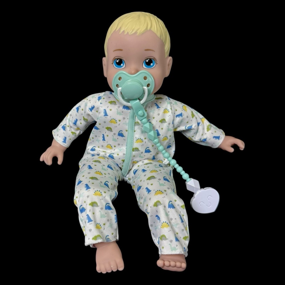Jakks Pacific Perfectly Cute Boy Blonde Hair Blue Eyes Dino Outfit  W/ Pacifier
